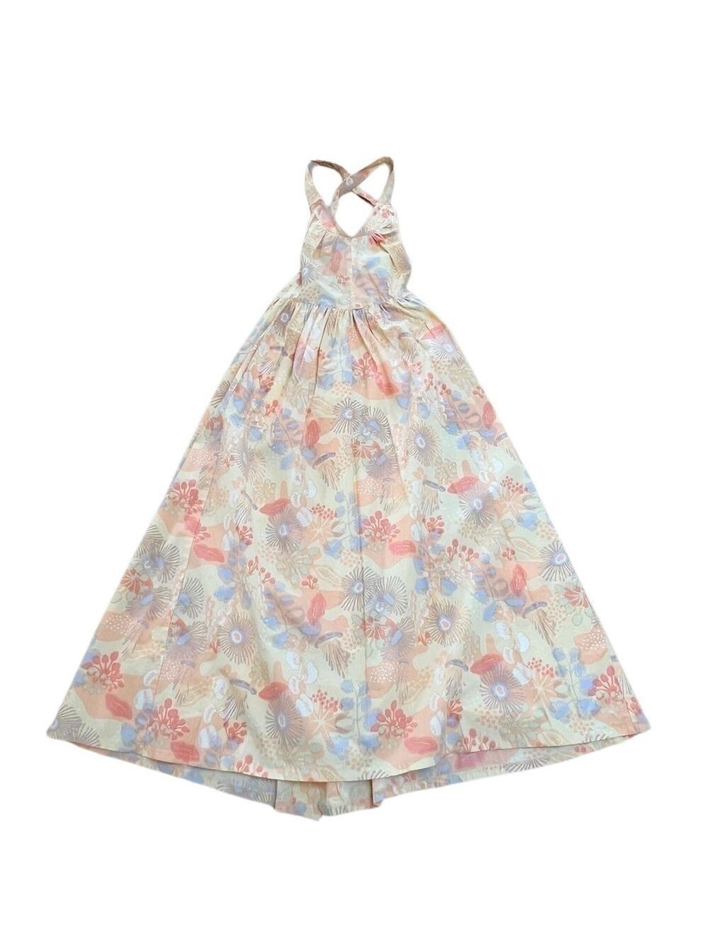 Family Affairs Deep Water Romantic Cotton Summer Maxi Dress - XS